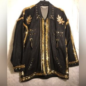 VENEZIA Men’s 100% Cotton Black Denim Musician Jacket
